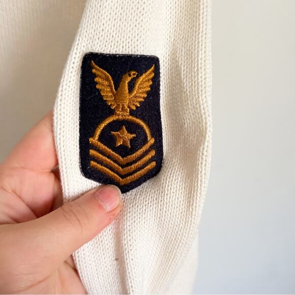 Ralph Lauren Quarter Button Patch Pullover Sweater Cream Size M - Picture 5 of 8